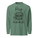 Pug Mama Mode Garment-dyed Heavyweight Long-Sleeve Shirt . Light Green
