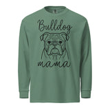 English Bulldog Mama Mode Garment-dyed Heavyweight Long-sleeve Shirt . Light Green