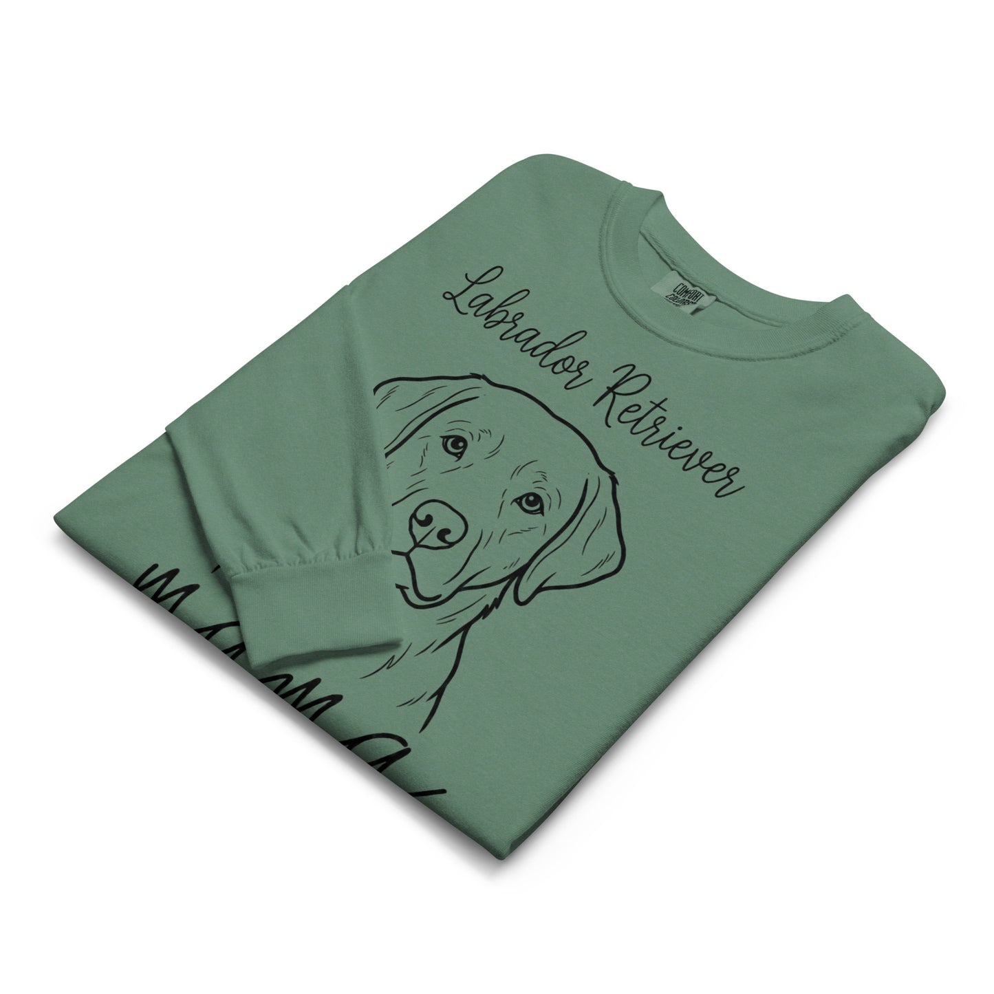 Labrador Retriever Mama Mode Garment-dyed Heavyweight Long-sleeve Shirt .