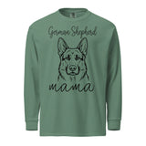 German Shepherd Mama Mode Garment-dyed Heavyweight Long-sleeve Shirt . Light Green