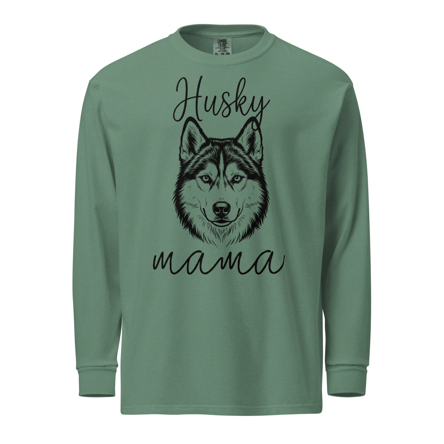 Husky Mama Mode Garment-dyed Heavyweight Long-sleeve Shirt . Light Green