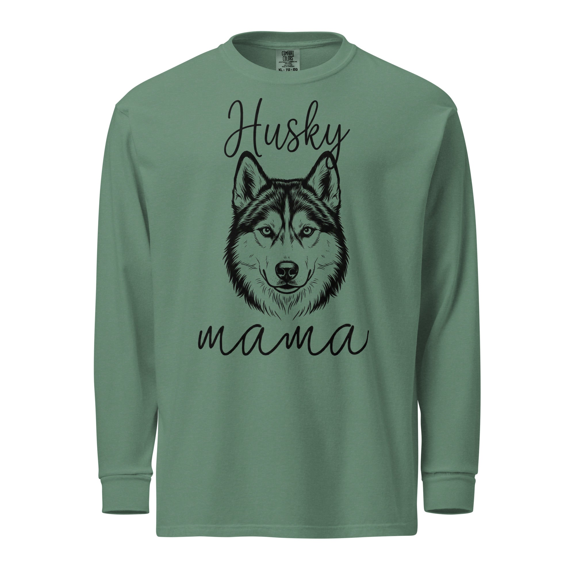 Husky Mama Mode Garment-dyed Heavyweight Long-sleeve Shirt . Light Green
