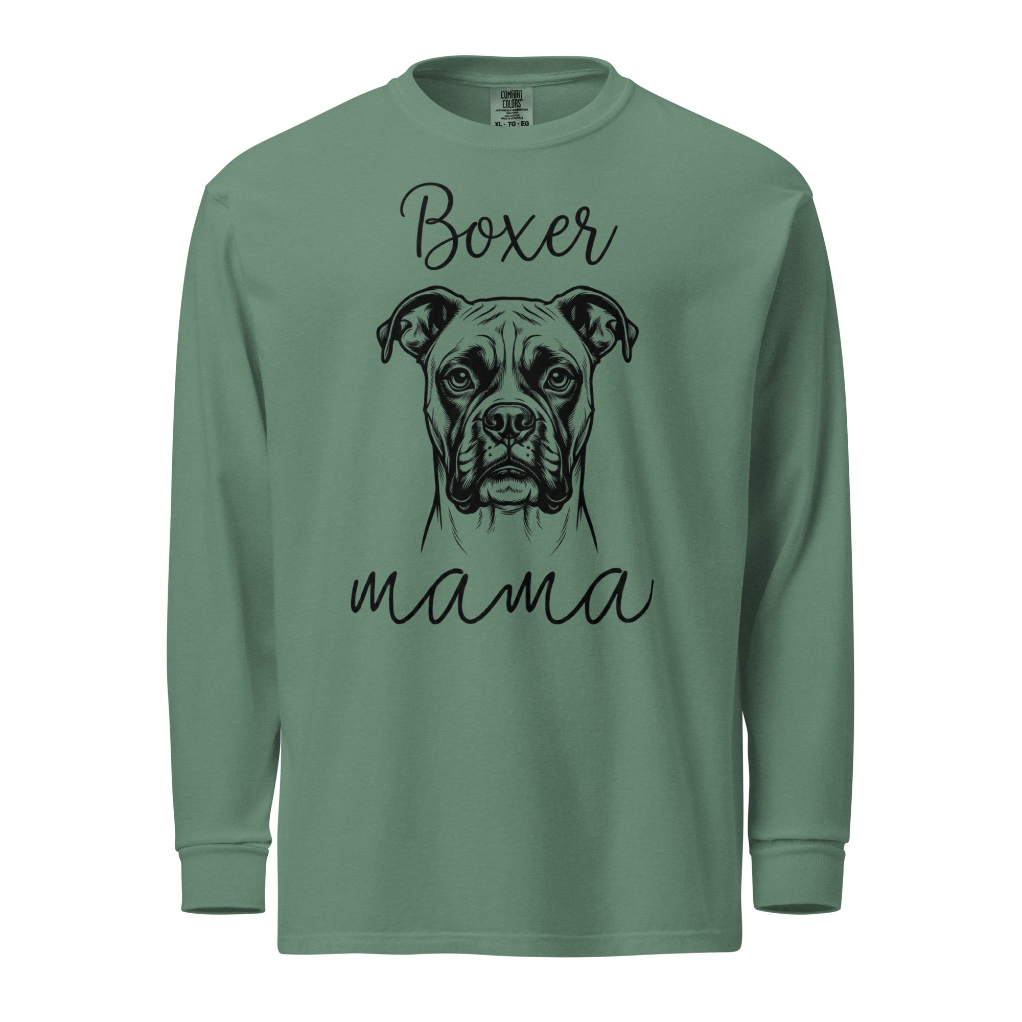 Boxer Mama Mode Garment-dyed Heavyweight Long-sleeve Shirt . Light Green