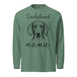 Dachshund Mama Mode Garment-dyed Heavyweight Long-sleeve Shirt . Light Green