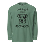Jack Russell Terrier Mama Mode Garment-dyed Heavyweight Long-sleeve Shirt . Light Green