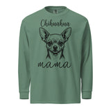 Chihuahua Mama Mode Garment-dyed Heavyweight Long-sleeve Shirt . Light Green