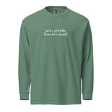Just A Girl Who Loves Her Jack Russell Terrier Garment-dyed Heavyweight Long-sleeve Shirt . Light Green