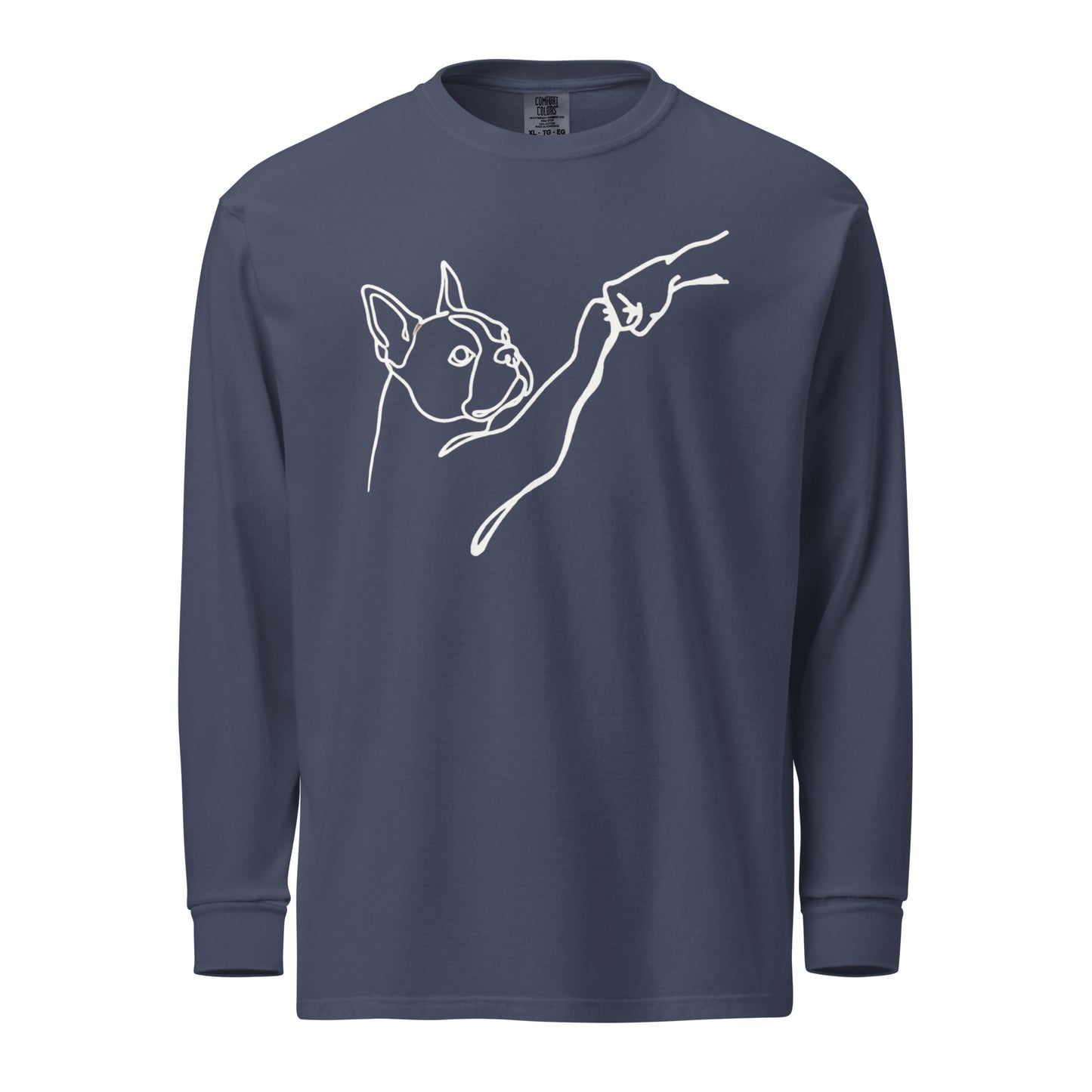 Dog Fist Bump Garment-Dyed Heavyweight Long-Sleeve Shirt . Navy