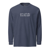 Just A Girl Who Loves Her German Shepherd GSD Garment-dyed Heavyweight Long-sleeve Shirt . Navy