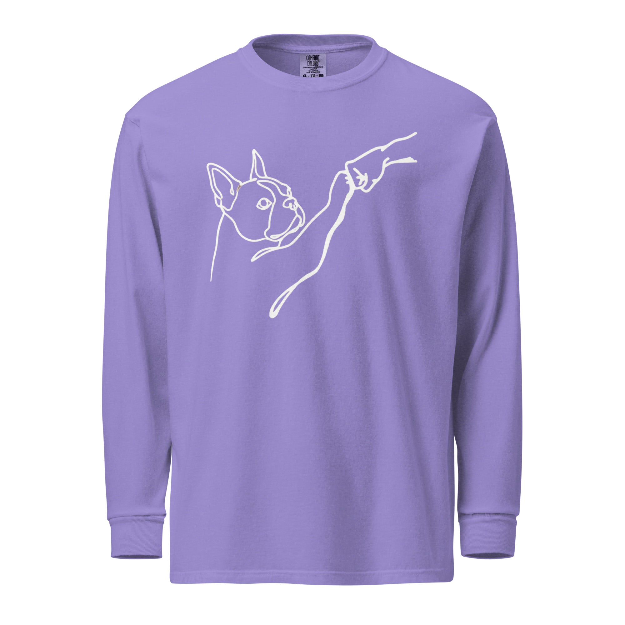 Dog Fist Bump Garment-Dyed Heavyweight Long-Sleeve Shirt . Violet