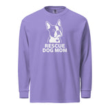 Rescue Dog Mom Garment-Dyed Heavyweight Long-Sleeve Shirt . Violet
