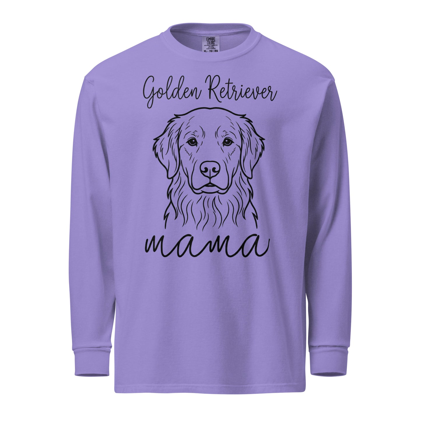 Golden Retriever Mama Mode Garment-dyed Heavyweight Long-sleeve Shirt . Violet