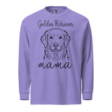 Golden Retriever Mama Mode Garment-dyed Heavyweight Long-sleeve Shirt . Violet