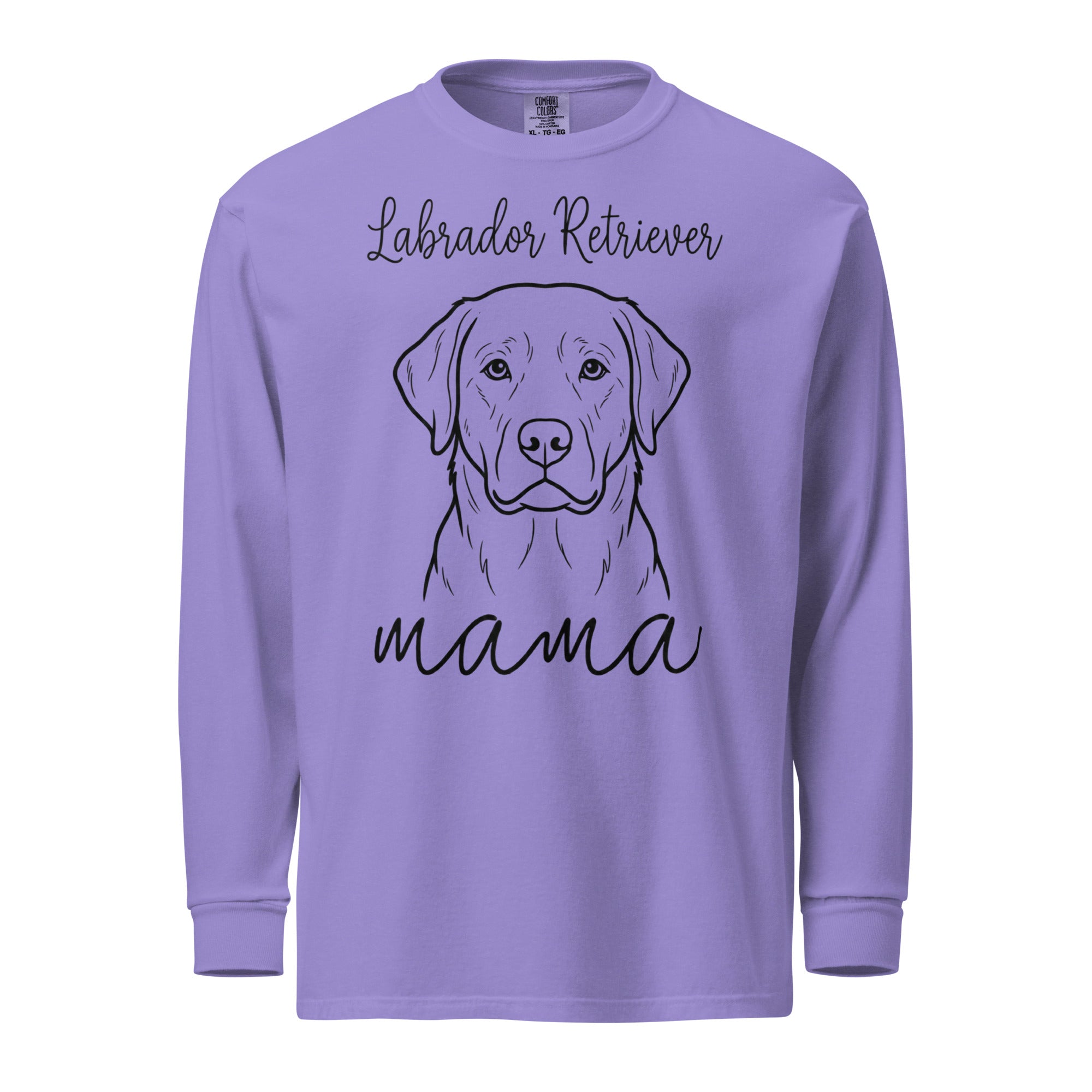 Labrador Retriever Mama Mode Garment-dyed Heavyweight Long-sleeve Shirt . Violet
