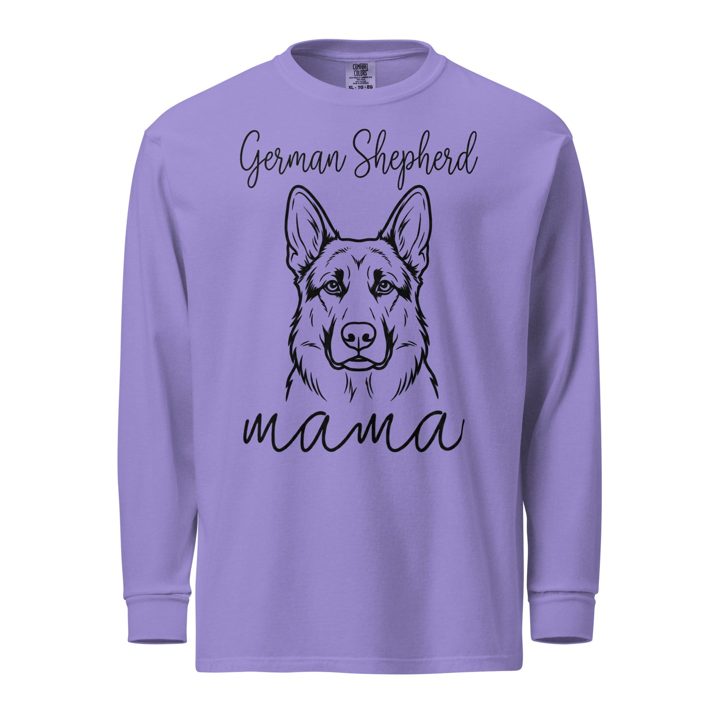 German Shepherd Mama Mode Garment-dyed Heavyweight Long-sleeve Shirt . Violet