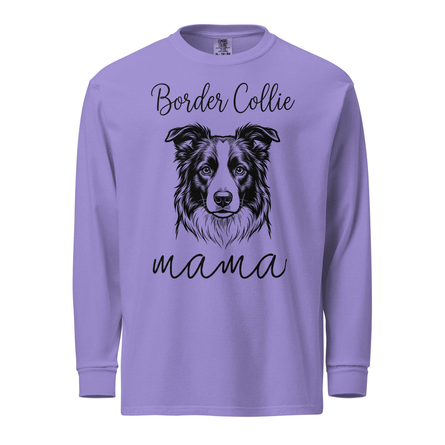 Border Collie Mama Mode Garment-dyed Heavyweight Long-sleeve Shirt . Violet