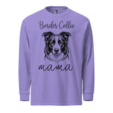 Border Collie Mama Mode Garment-dyed Heavyweight Long-sleeve Shirt . Violet