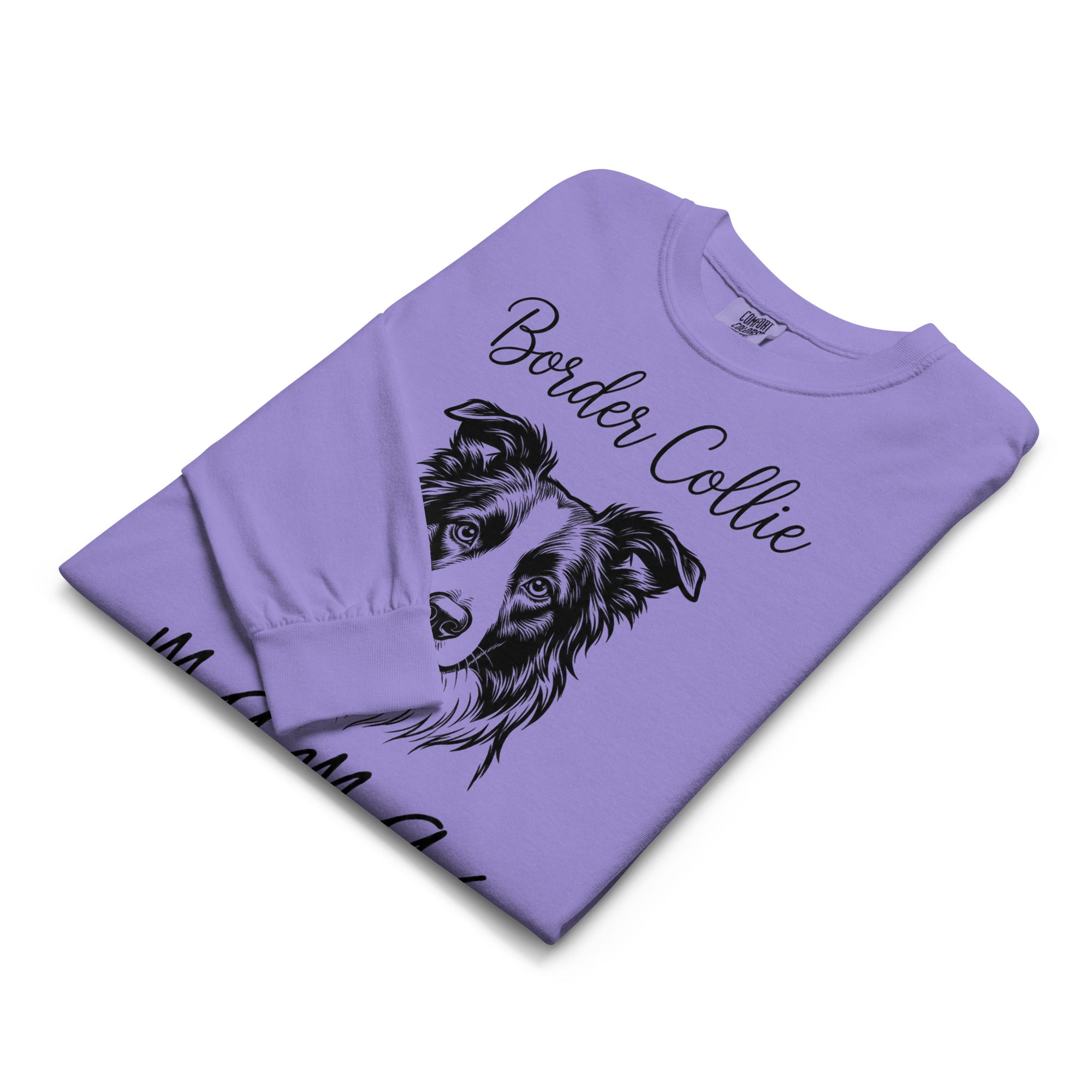 Border Collie Mama Mode Garment-dyed Heavyweight Long-sleeve Shirt .