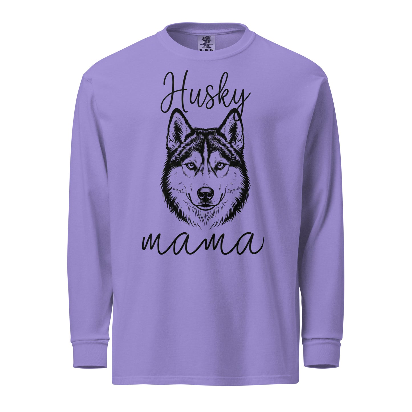 Husky Mama Mode Garment-dyed Heavyweight Long-sleeve Shirt . Violet