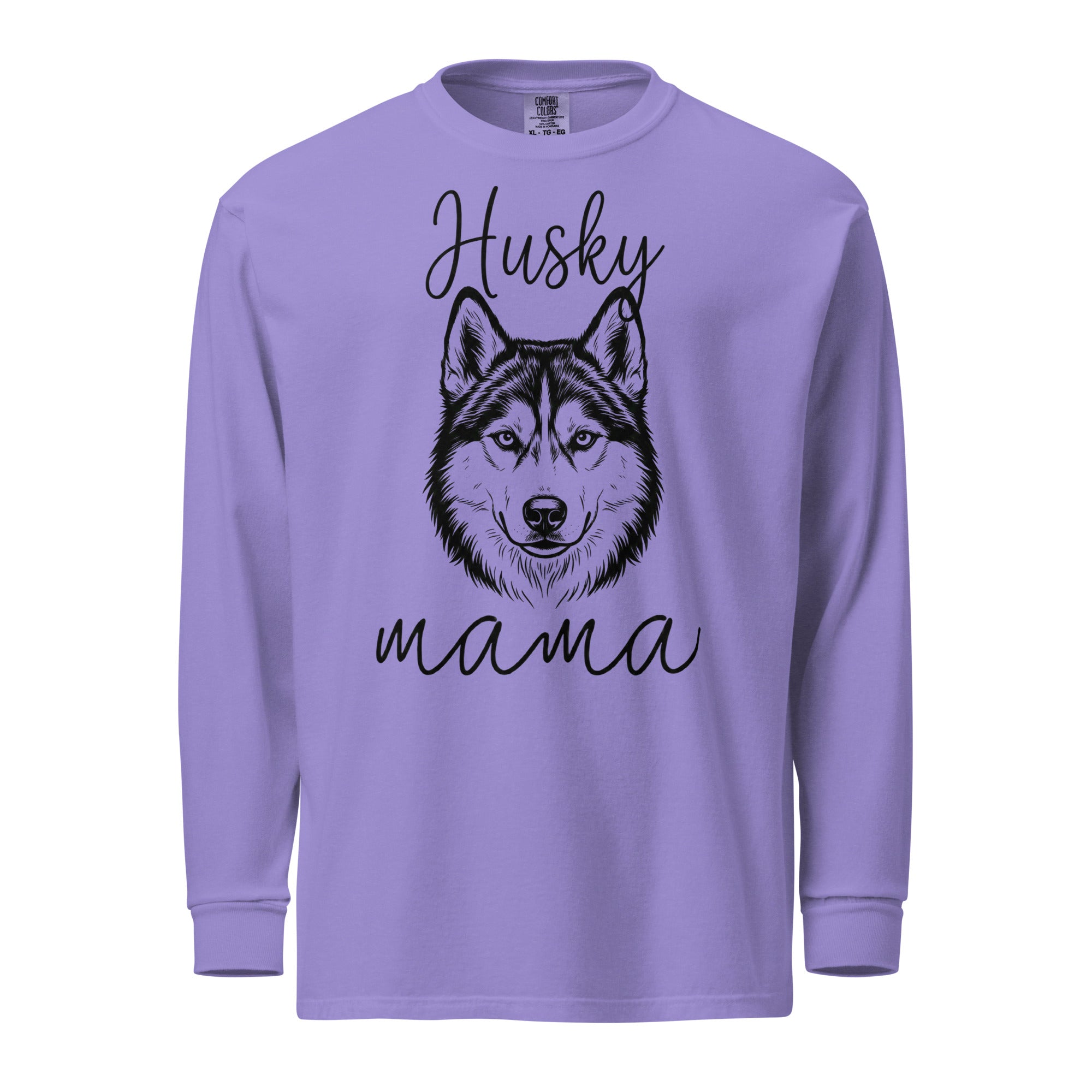 Husky Mama Mode Garment-dyed Heavyweight Long-sleeve Shirt . Violet