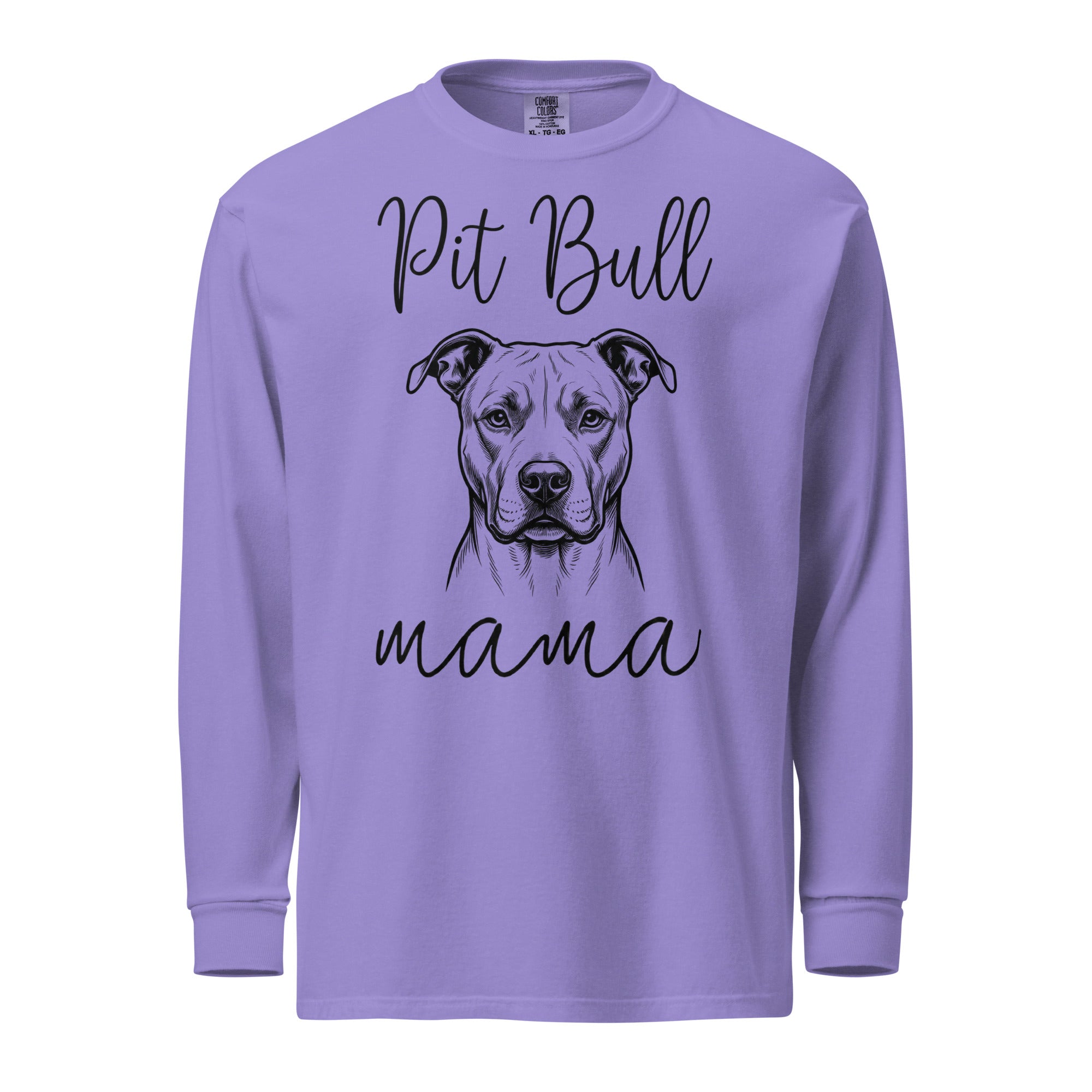 Pit Bull Mama Mode Garment-dyed Heavyweight Long-sleeve Shirt . Violet
