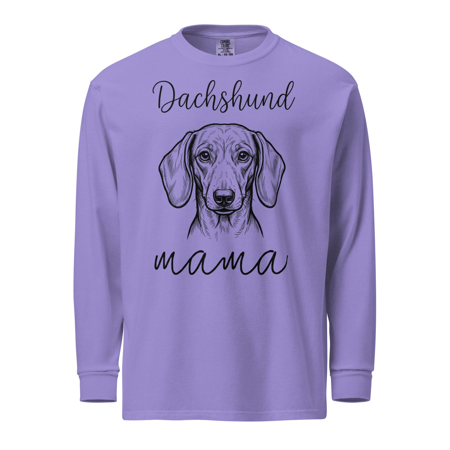 Dachshund Mama Mode Garment-dyed Heavyweight Long-sleeve Shirt . Violet