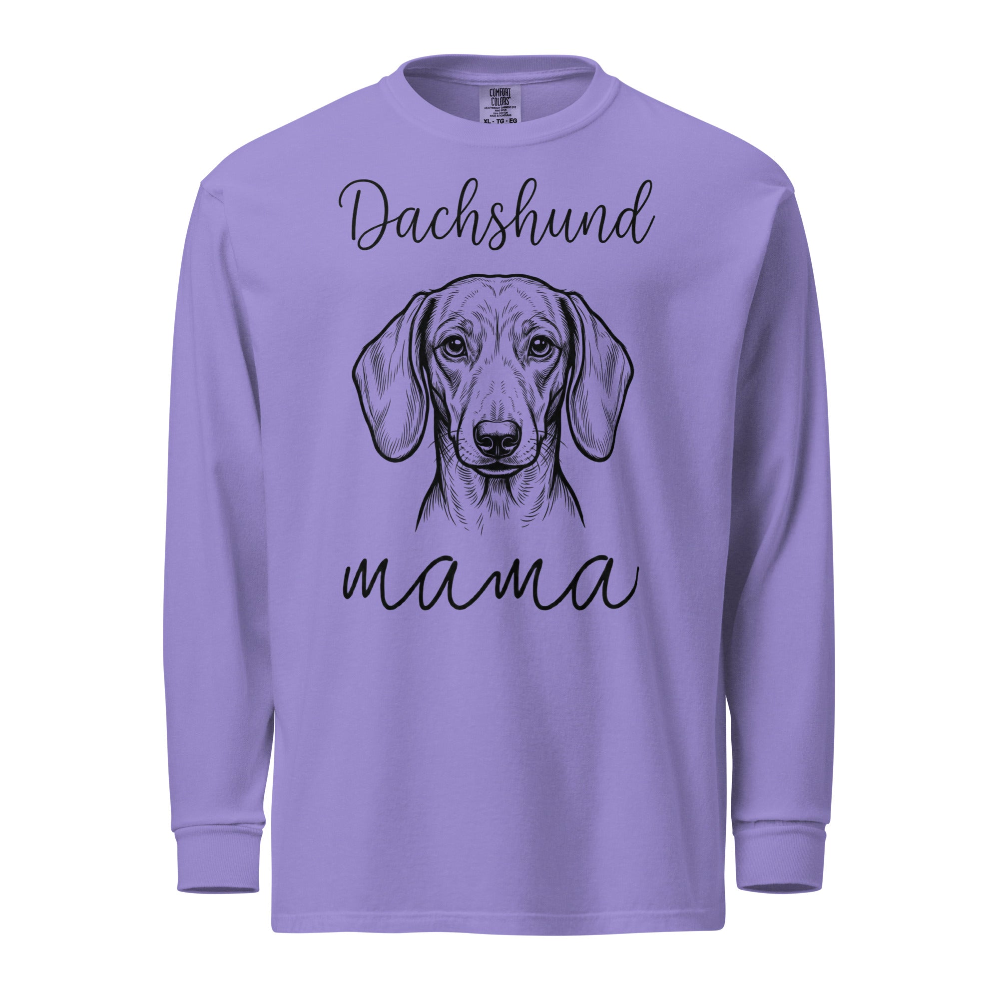 Dachshund Mama Mode Garment-dyed Heavyweight Long-sleeve Shirt . Violet