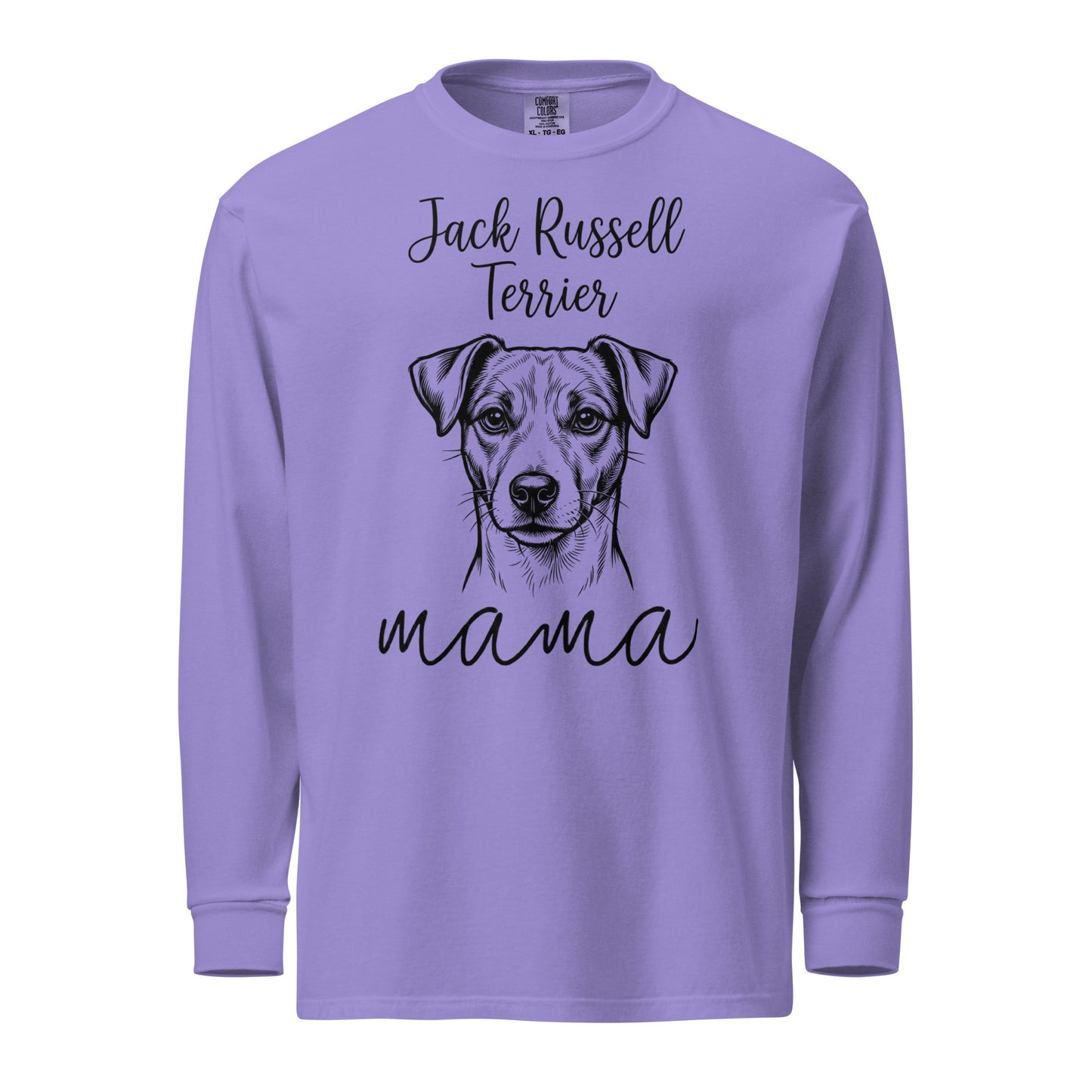 Jack Russell Terrier Mama Mode Garment-dyed Heavyweight Long-sleeve Shirt . Violet