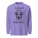 Jack Russell Terrier Mama Mode Garment-dyed Heavyweight Long-sleeve Shirt . Violet