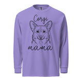 Corgi Mama Mode Garment-dyed Heavyweight Long-sleeve Shirt . Violet