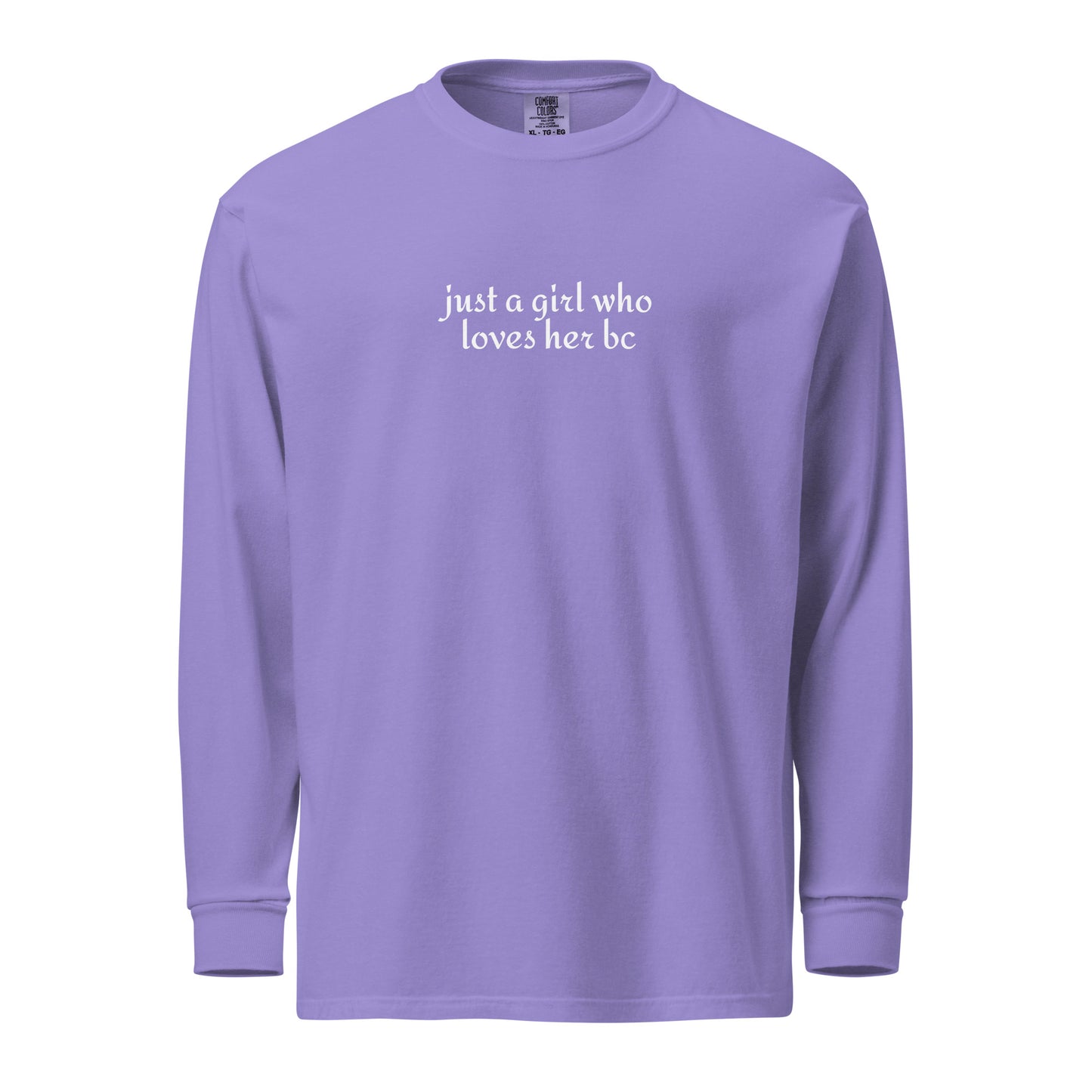 Just A Girl Who Loves Her Border Collie BC Garment-dyed Heavyweight Long-sleeve Shirt . Violet