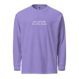 Just A Girl Who Loves Her Dashie Garment-dyed Heavyweight Long-sleeve Shirt . Violet