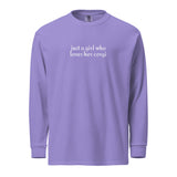 Just a Girl Who Loves Her Corgi Garment-dyed Heavyweight Long-sleeve Shirt . Violet