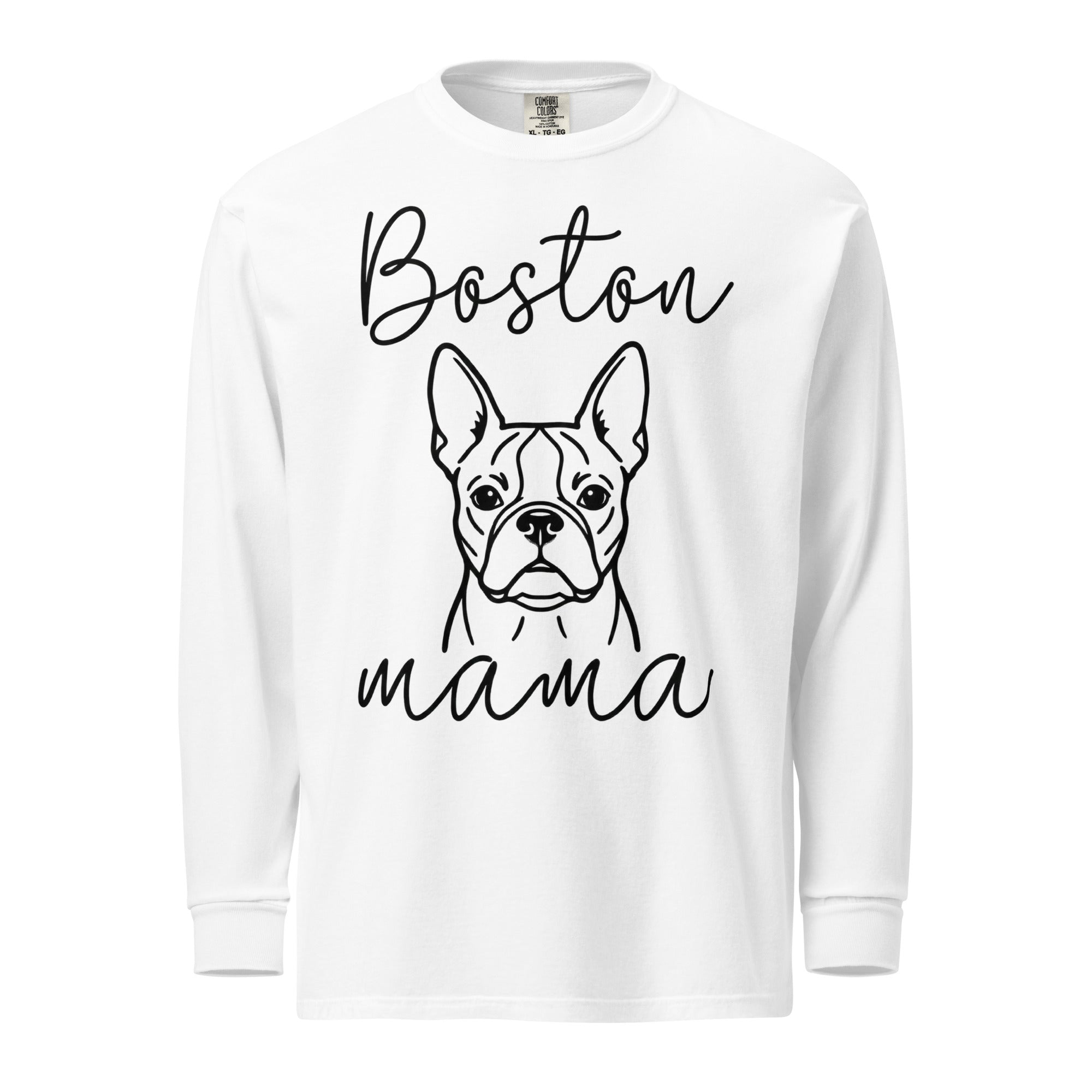 Boston Mama Mode Garment-Dyed Heavyweight Long-Sleeve Shirt . White