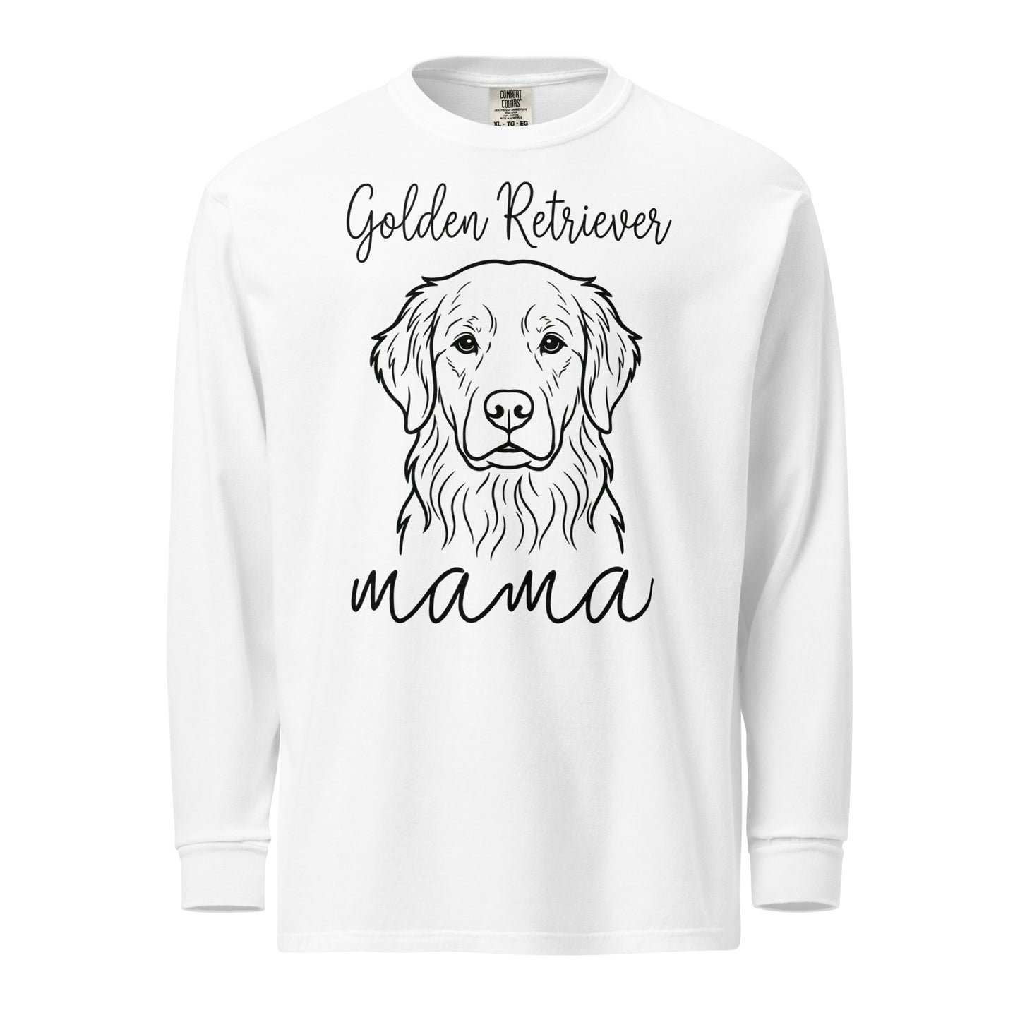 Golden Retriever Mama Mode Garment-dyed Heavyweight Long-sleeve Shirt . White