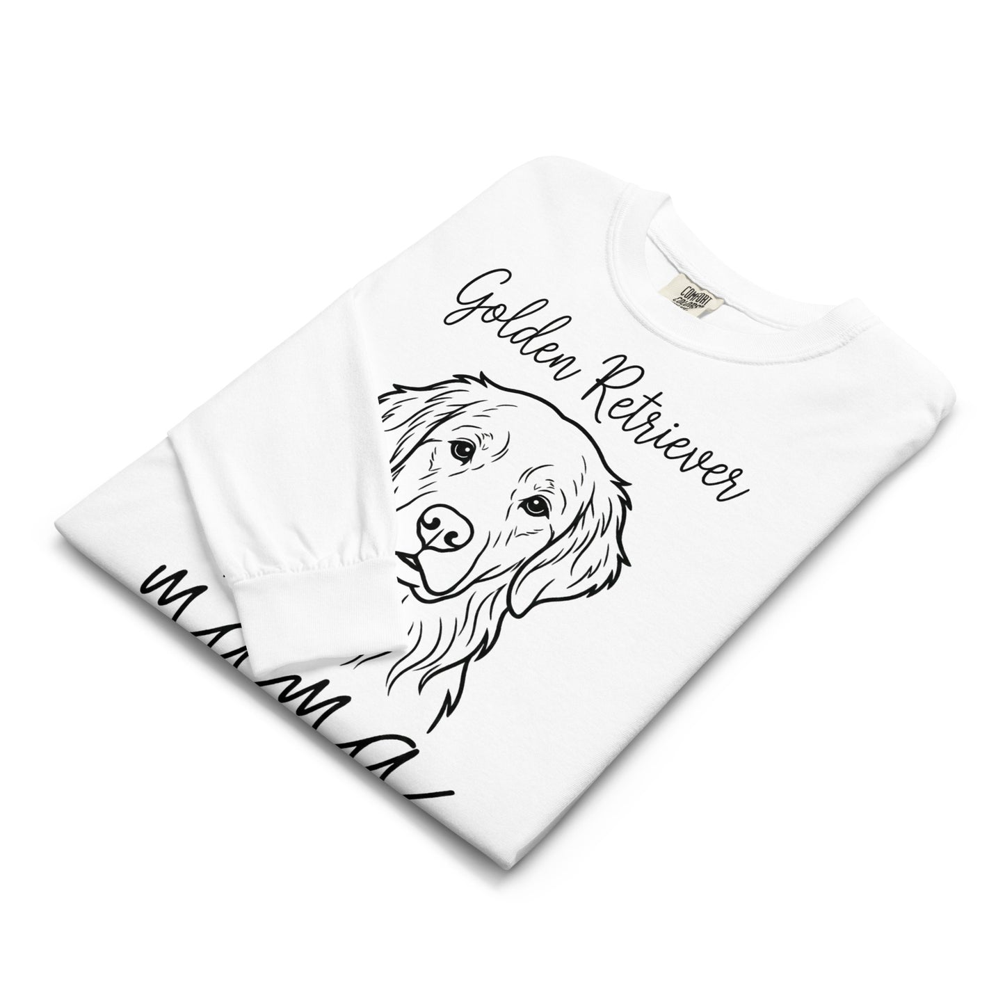 Golden Retriever Mama Mode Garment-dyed Heavyweight Long-sleeve Shirt .