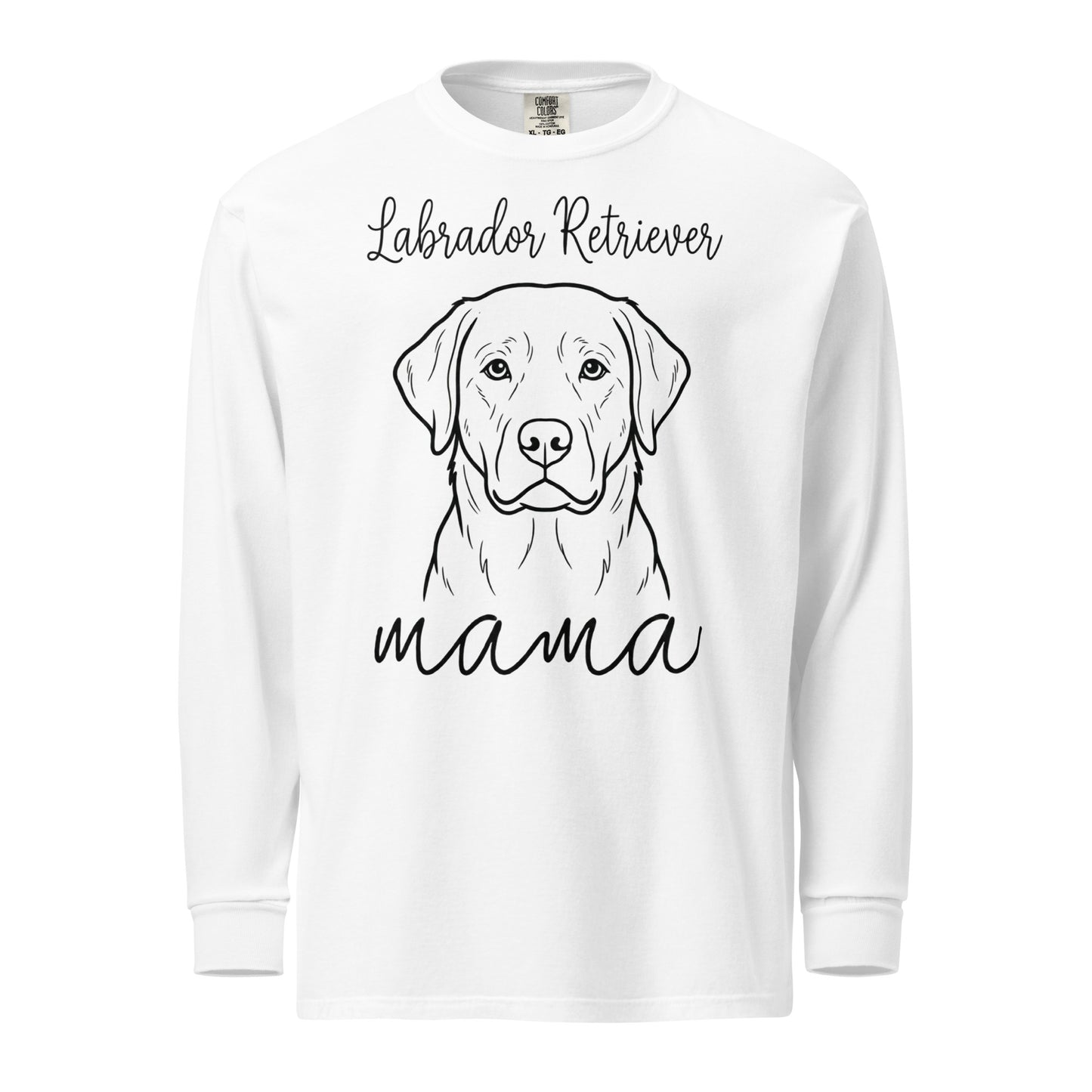 Labrador Retriever Mama Mode Garment-dyed Heavyweight Long-sleeve Shirt . White