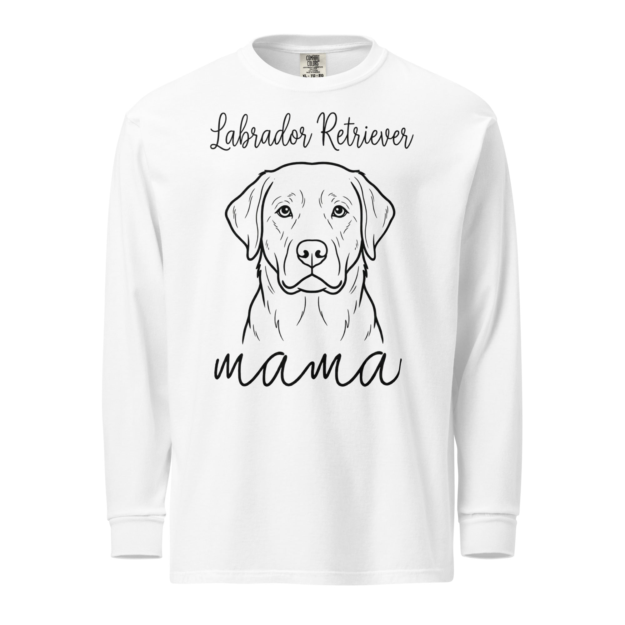 Labrador Retriever Mama Mode Garment-dyed Heavyweight Long-sleeve Shirt . White