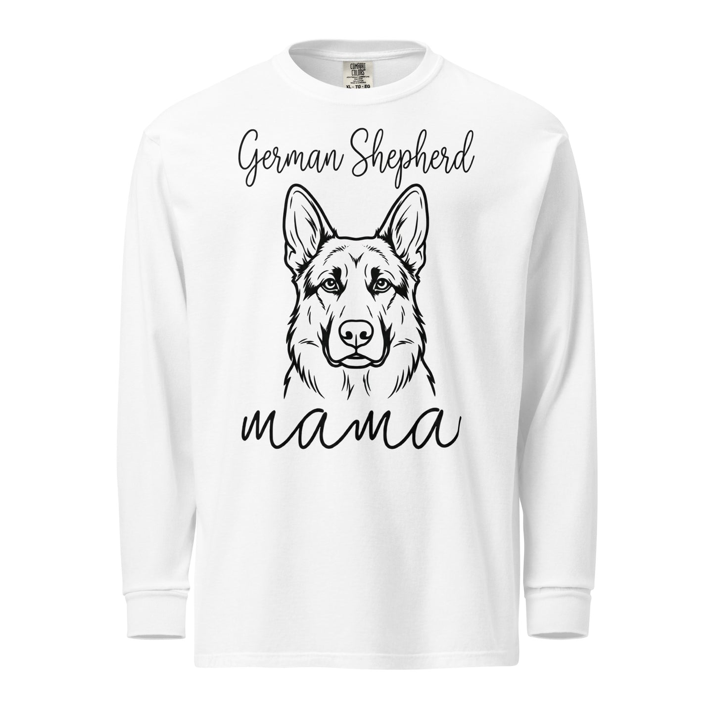 German Shepherd Mama Mode Garment-dyed Heavyweight Long-sleeve Shirt . White