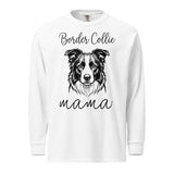 Border Collie Mama Mode Garment-dyed Heavyweight Long-sleeve Shirt . White