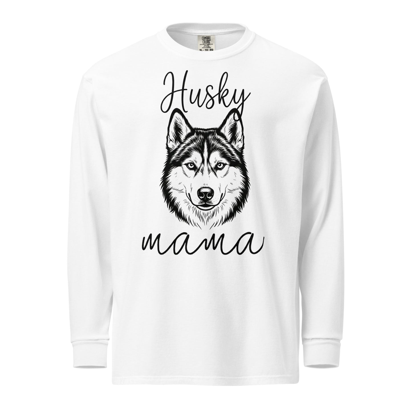 Husky Mama Mode Garment-dyed Heavyweight Long-sleeve Shirt . White