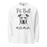 Pit Bull Mama Mode Garment-dyed Heavyweight Long-sleeve Shirt . White