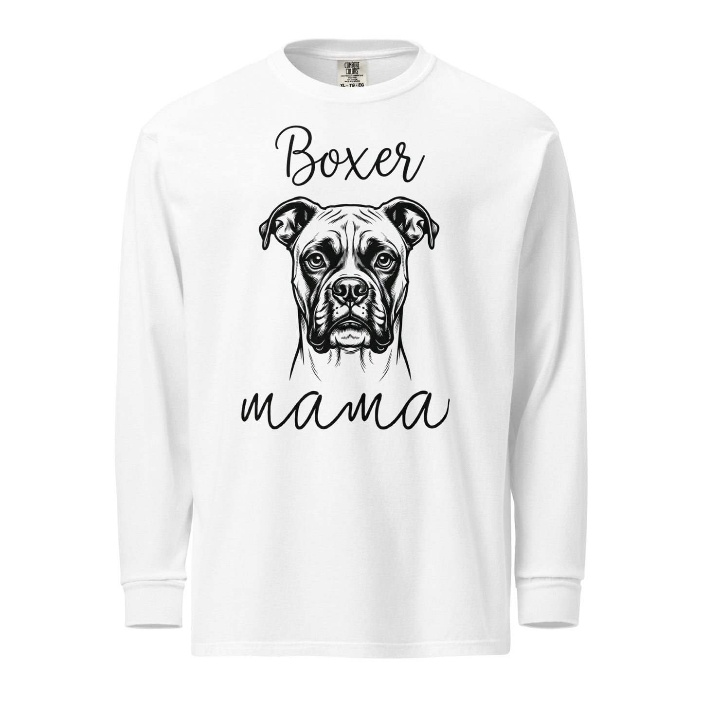 Boxer Mama Mode Garment-dyed Heavyweight Long-sleeve Shirt . White