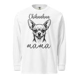 Chihuahua Mama Mode Garment-dyed Heavyweight Long-sleeve Shirt . White