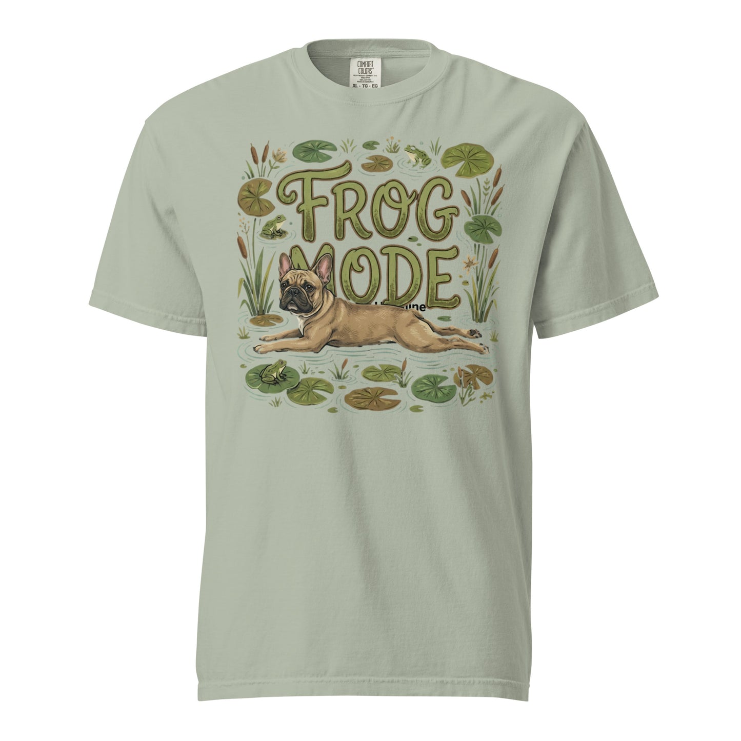 Frog Mode French Bulldog Unisex Garment-dyed Heavyweight T-Shirt . Bay