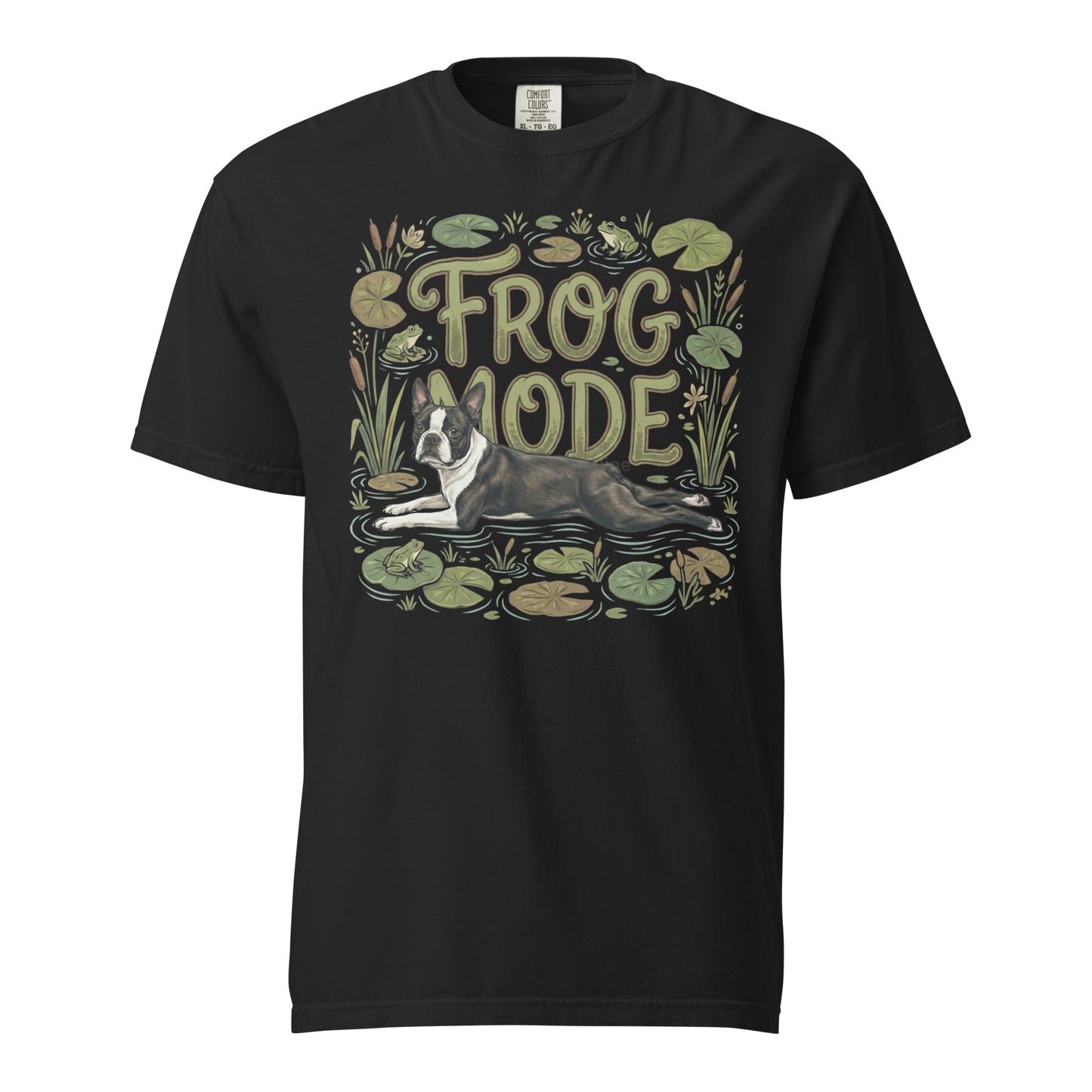Frog Mode Boston Terrier Dog Frog Legs Unisex Garment-Dyed Heavyweight T-Shirt . Black