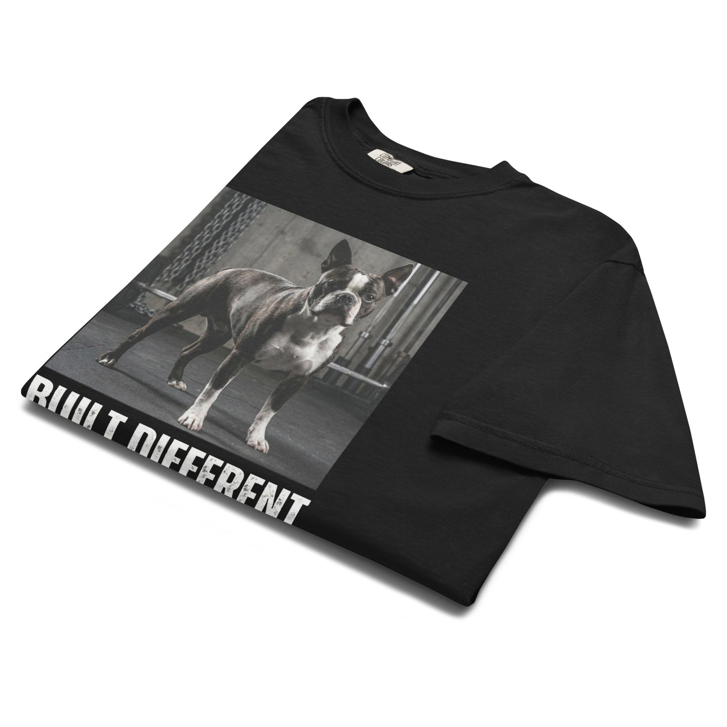 Built Different Strong Boston Terrier Dog Gym Workout Unisex Garment-dyed Heavyweight T-Shirt .