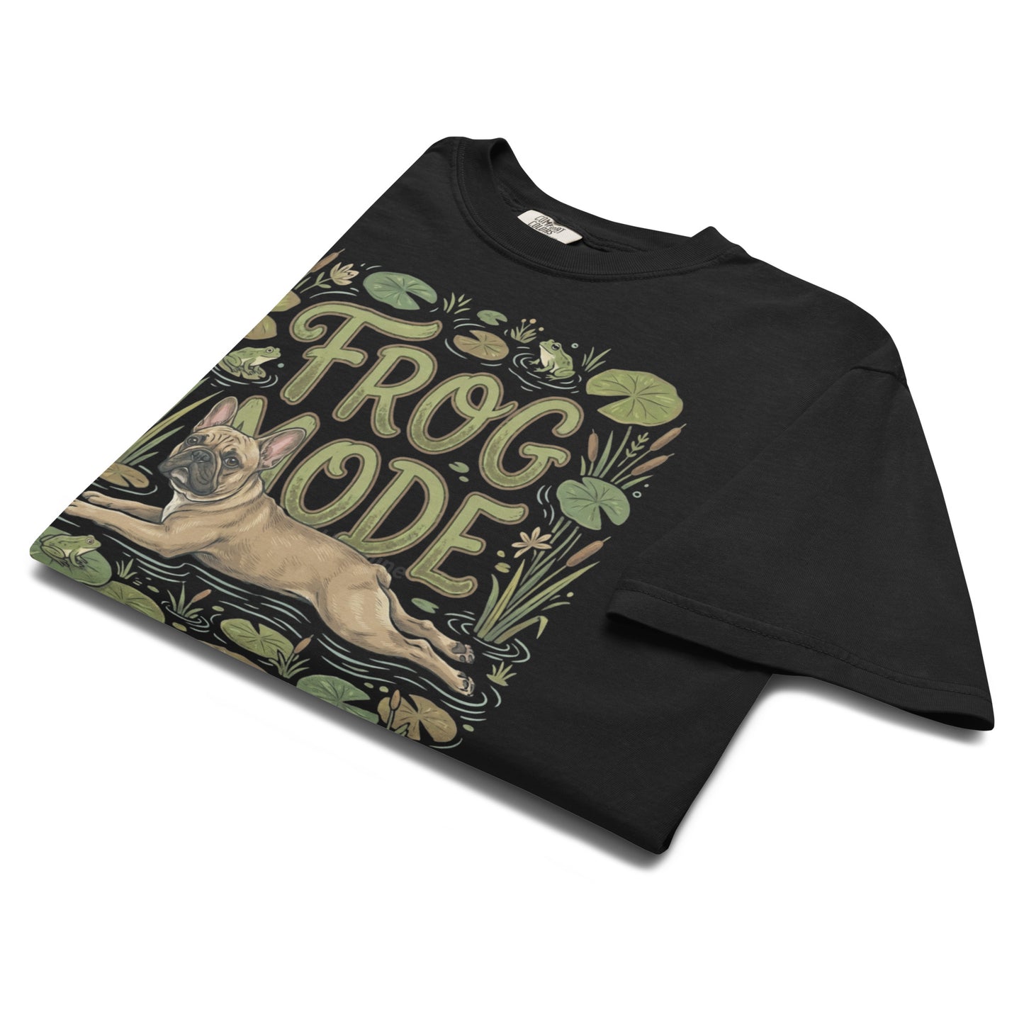 Frog Mode French Bulldog Unisex Garment-dyed Heavyweight T-Shirt .