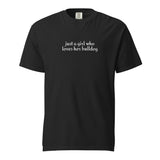 Just A Girl Who Loves Her Bulldog Unisex Garment-dyed Heavyweight T-Shirt . Black