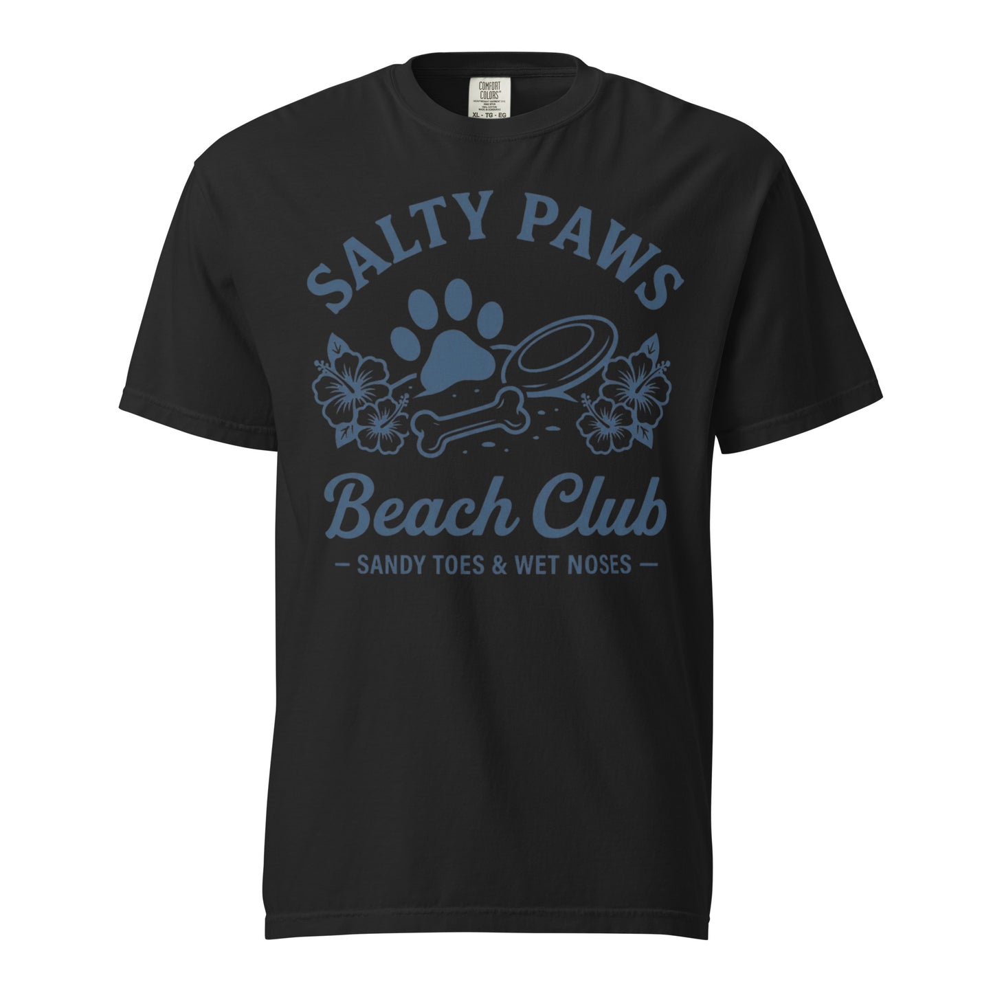 Salty Paws Beach Club Sandy Toes & Wet Noses Unisex Garment-dyed Heavyweight T-Shirt . Black
